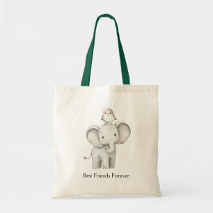 Elephant and Bird Best Friends  Tote Bag