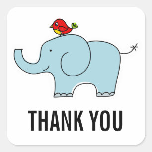 Elephant and Bird Thank You Labels