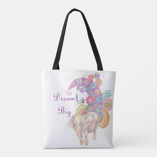 Elephant and bird tote bag (Back)