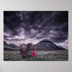 elephant and boy buddah surreal fantasy art poster