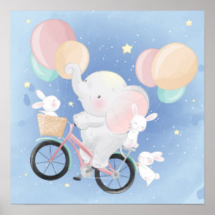 Elephant And Bunnies Poster