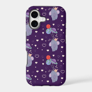 Elephant and Bunny Space Balloon Ride Whimsical