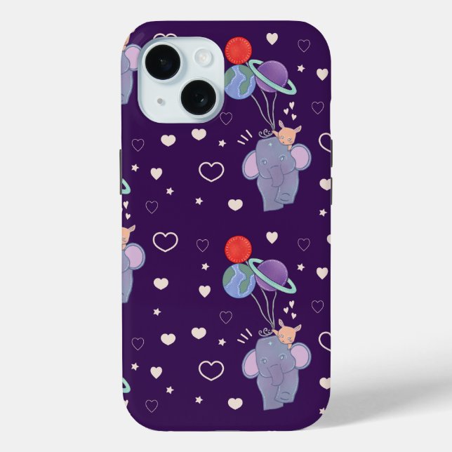 Elephant and Bunny Space Balloon Ride | Whimsical  Case-Mate iPhone Case (Back)