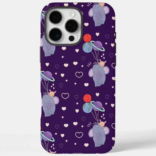 Elephant and Bunny Space Balloon Ride | Whimsical  Case-Mate iPhone Case (Back)
