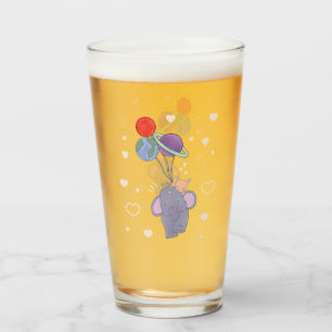 Elephant and Bunny Space Balloon Ride   Whimsical  Glass