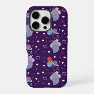 Elephant and Bunny Space Balloon Ride Whimsical iPhone 16 Pro Case