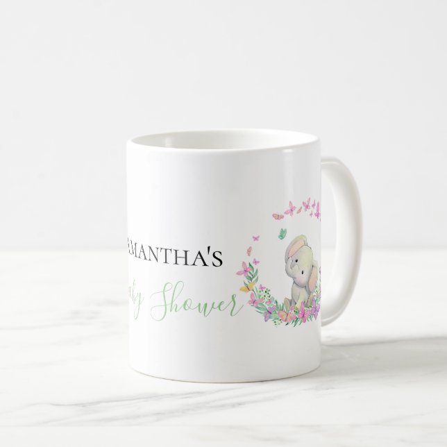 elephant  and butterflies Coffee Mug (Front Right)
