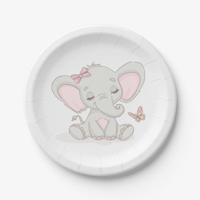 Elephant and Butterfly Paper Plates (Front)