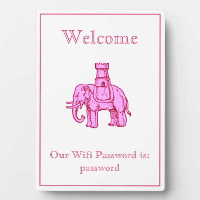 Elephant and Castle Wifi Password Plaque (Front)