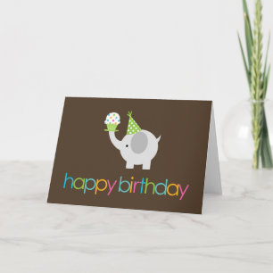 Elephant and Cupcake Birthday Greeting Cards