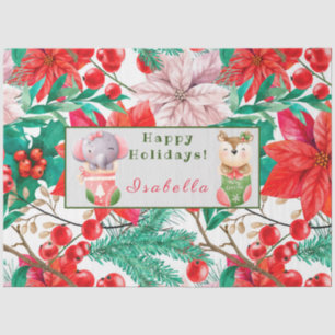 Elephant and Deer Customise Text and Name Tissue Paper