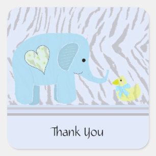 Elephant and Duck Thank You Square Sticker