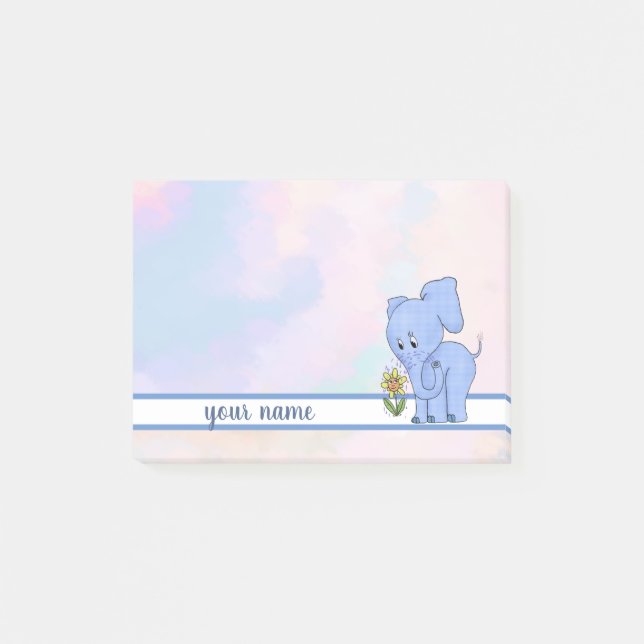 Elephant and Flower Post-it adhesive Post-it Notes (Front)