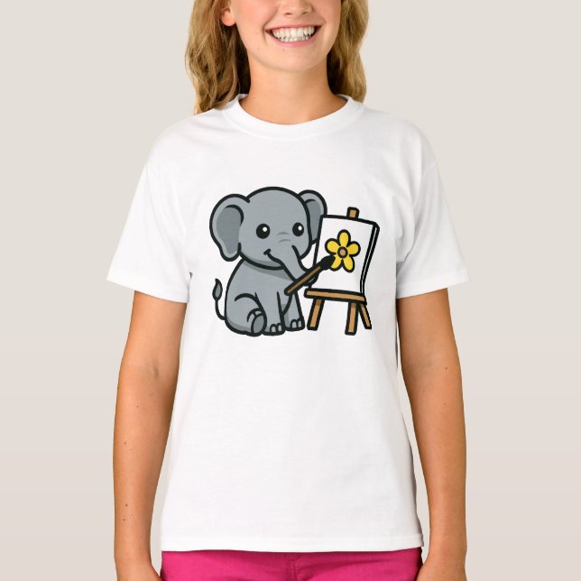 elephant and flower T-Shirt (Front)