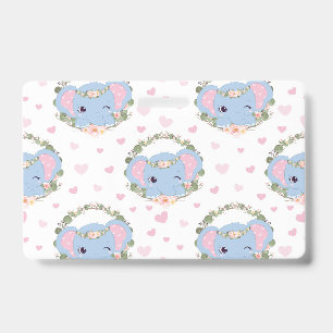 Elephant And Flower Tattoo ID Badge