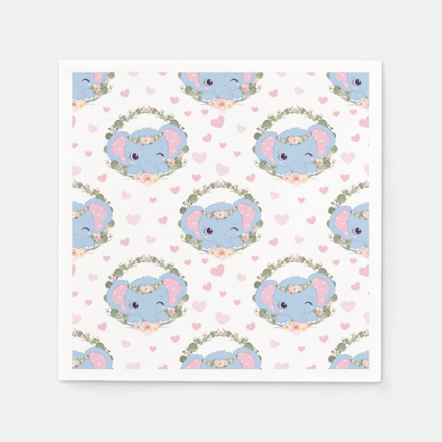 Elephant And Flower Tattoo Napkin (Front)