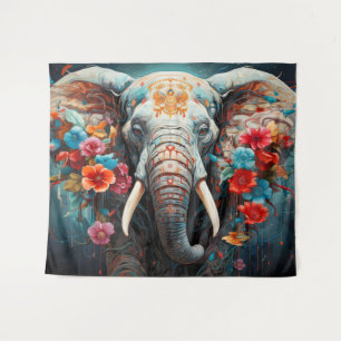 Elephant and Flowers Tapestry