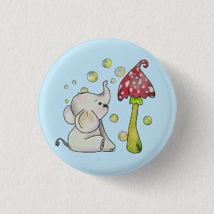 elephant and fungus  3 cm round badge