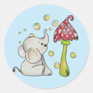 elephant and fungus classic round sticker