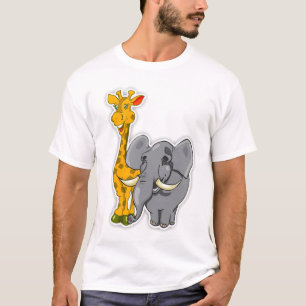 Elephant And Giraffe Child T Shirt Matches Cards