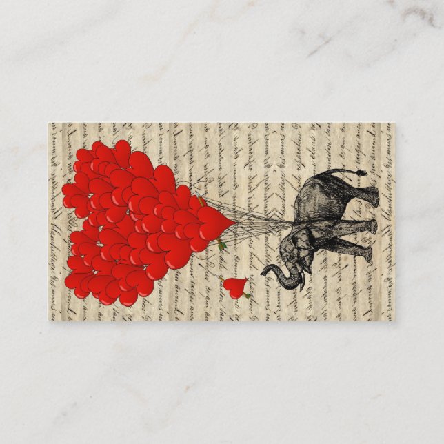 Elephant and heart shaped balloons business card (Back)