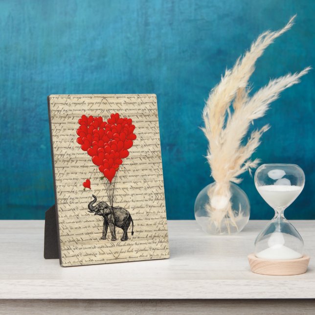 Elephant and heart shaped balloons plaque (Side)