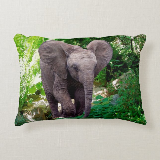 Elephant and Jungle Decorative Cushion (Front)