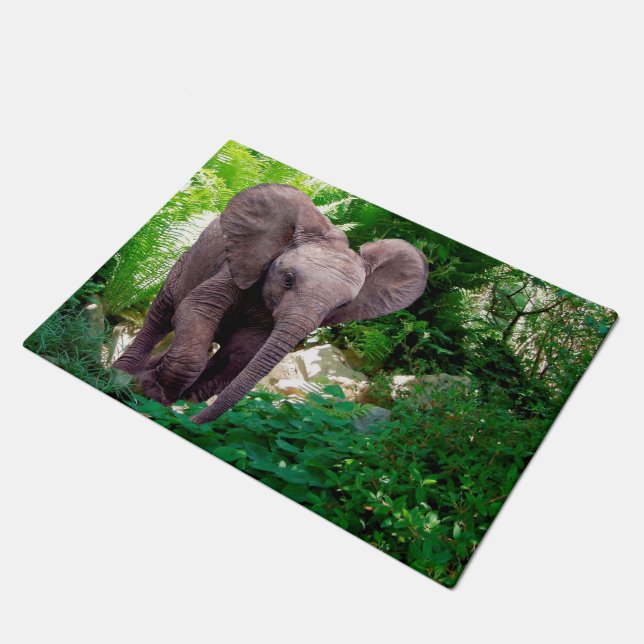 Elephant and Jungle Doormat (Angled)