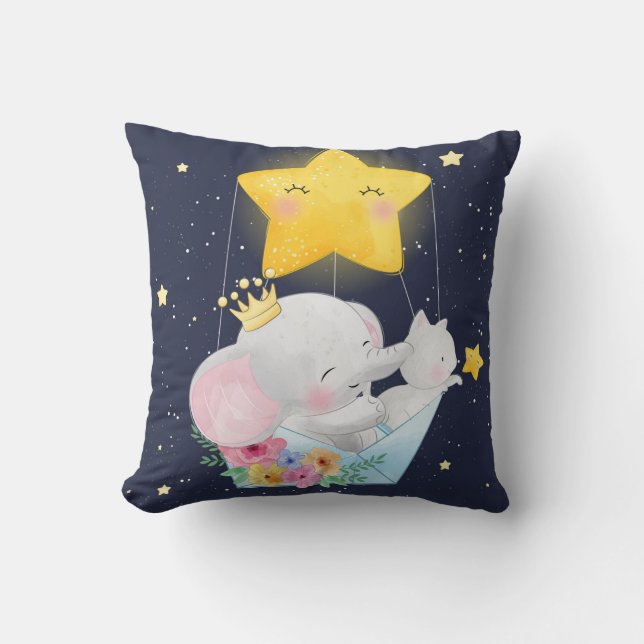 Elephant And Kitten Cushion (Front)