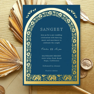 Elephant and Lotus Flower Indian Sangeet Gold