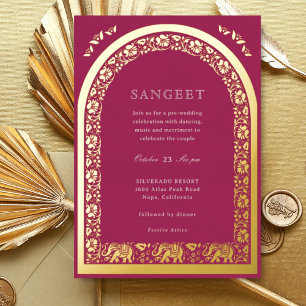 Elephant and Lotus Flower Indian Sangeet Gold