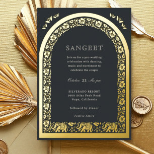Elephant and Lotus Flower Indian Sangeet Gold