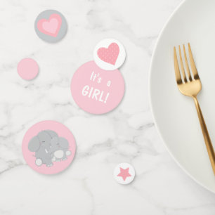 Elephant and Mum Girl Baby Shower Confetti