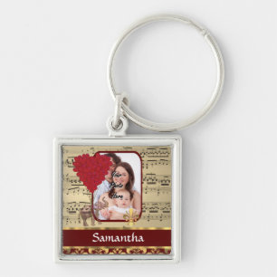 Elephant and music sheet key ring