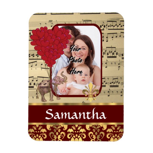 Elephant and music sheet magnet (Vertical)