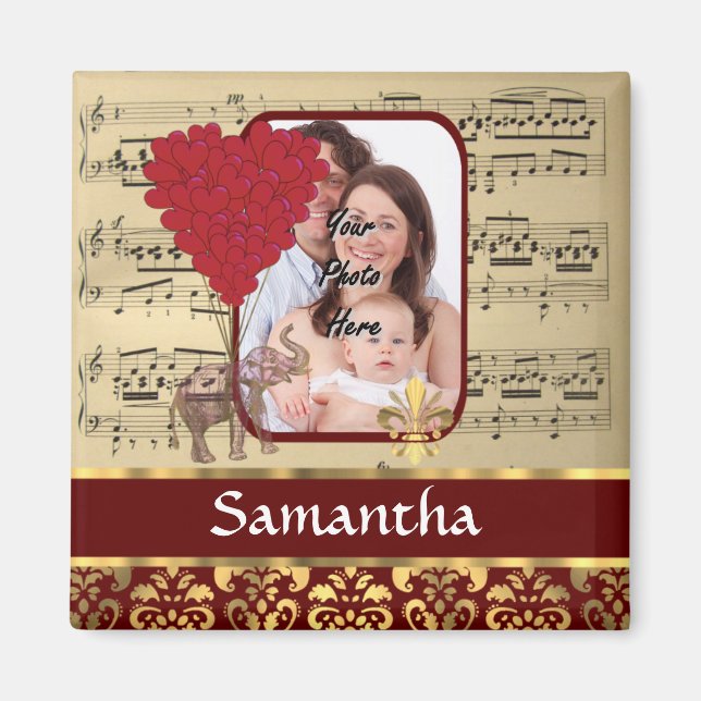 Elephant and music sheet magnet (Front)