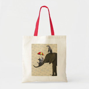 Elephant and Penguins Tote Bag