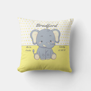 Elephant and Polka dots, Yellow and Grey  Lumbar P Cushion
