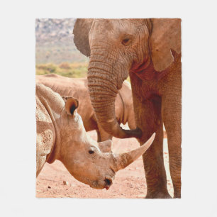 ELEPHANT AND RHINO DON'T LIKE EACH OTHER FLEECE BLANKET