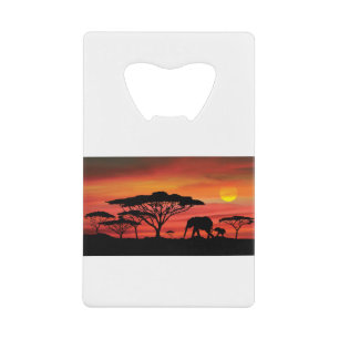 Elephant and Serengeti Orange Sunset