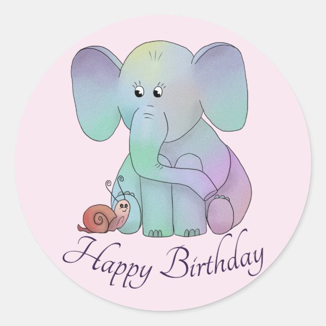 Elephant and snail classic round sticker (Front)