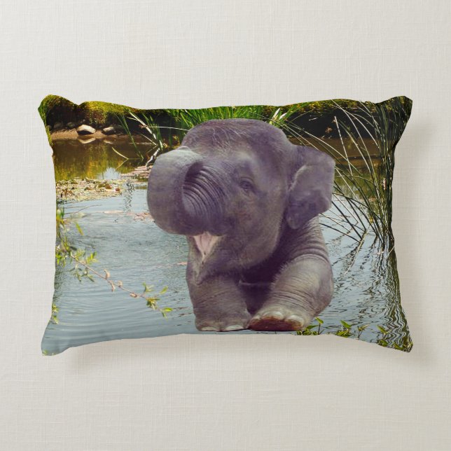 Elephant and Water Decorative Cushion (Front)