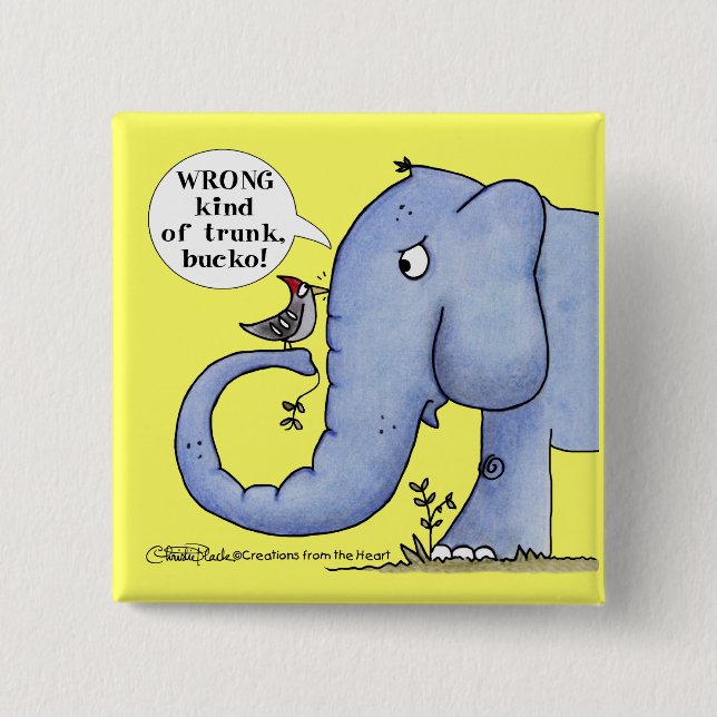 Elephant and Woodpecker Misunderstanding 15 Cm Square Badge (Front)