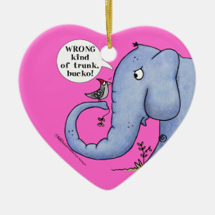 Elephant and Woodpecker Misunderstanding Ceramic Tree Decoration