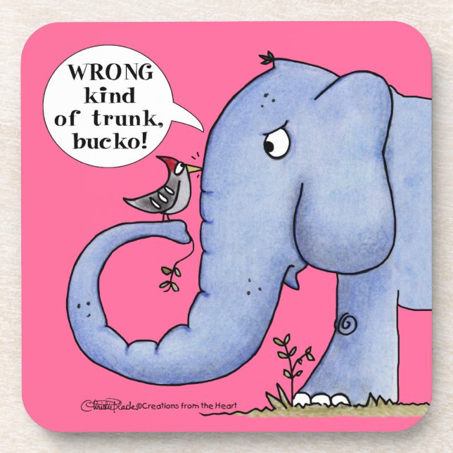Elephant and Woodpecker Misunderstanding Coaster (Front)