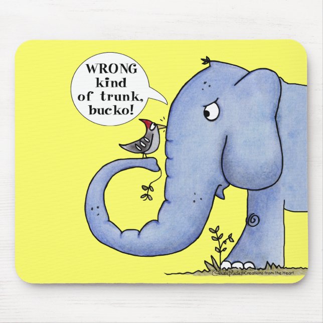Elephant and Woodpecker Misunderstanding Mouse Pad (Front)