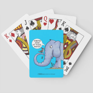 Elephant and Woodpecker Misunderstanding Playing Cards