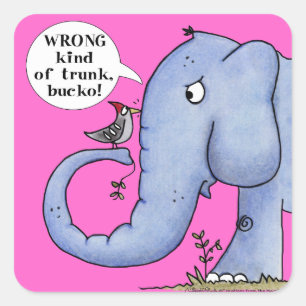 Elephant and Woodpecker Misunderstanding Square Sticker