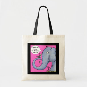 Elephant and Woodpecker Misunderstanding Tote Bag