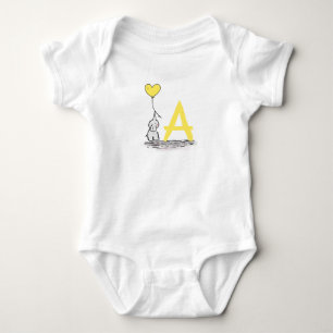 Elephant And Yellow Heart Balloon Monogram Baby Bodysuit